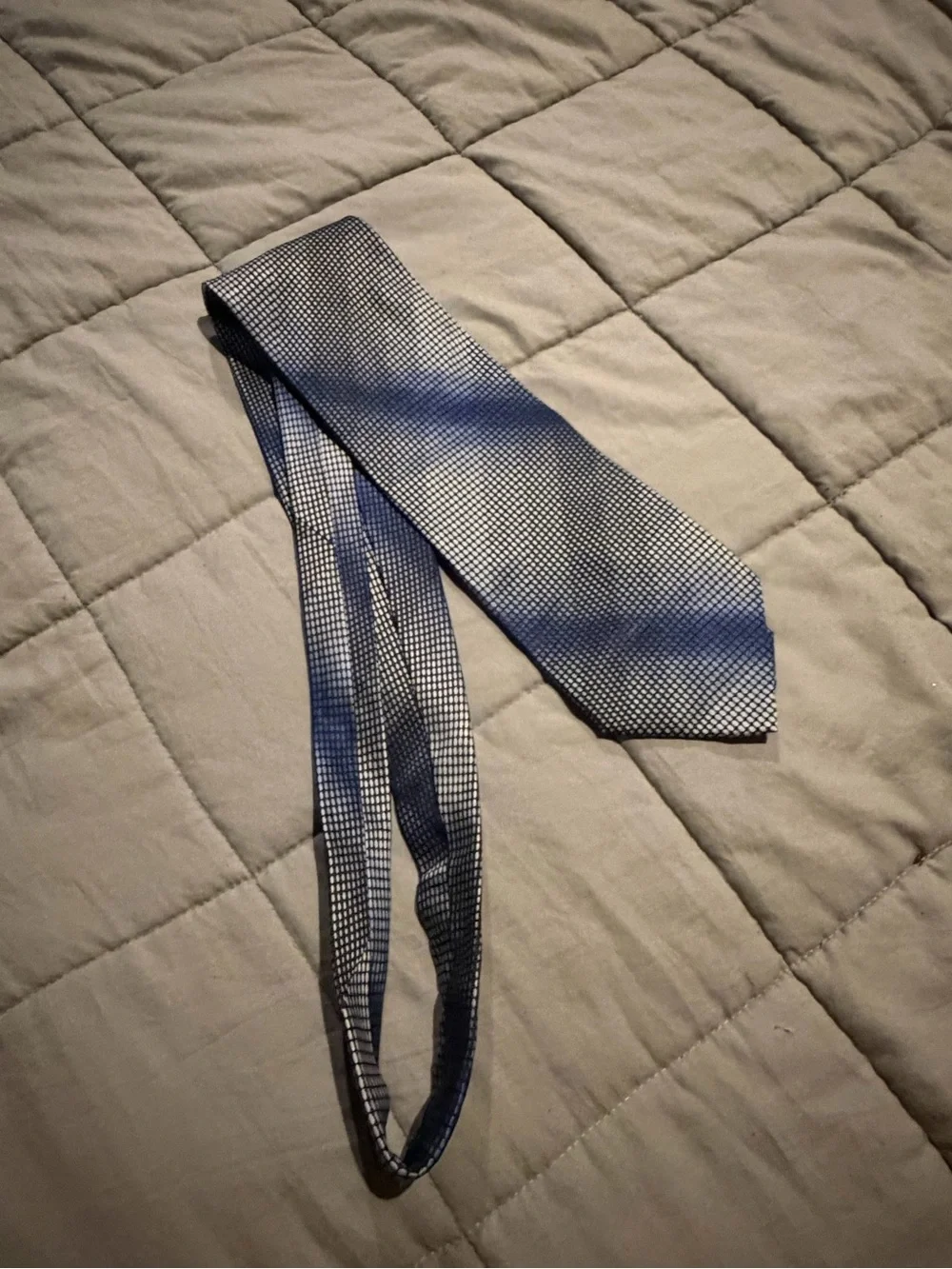DKNY Blue and White Micro-Check Men's Tie